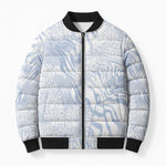 African Zebra Leopard Pattern Bomber Puffer Jacket Sky Savannah