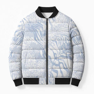 African Zebra Leopard Pattern Bomber Puffer Jacket Sky Savannah