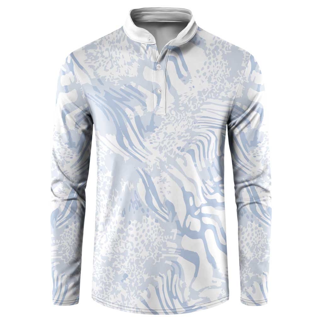 African Zebra Leopard Pattern Button Sweatshirt Sky Savannah