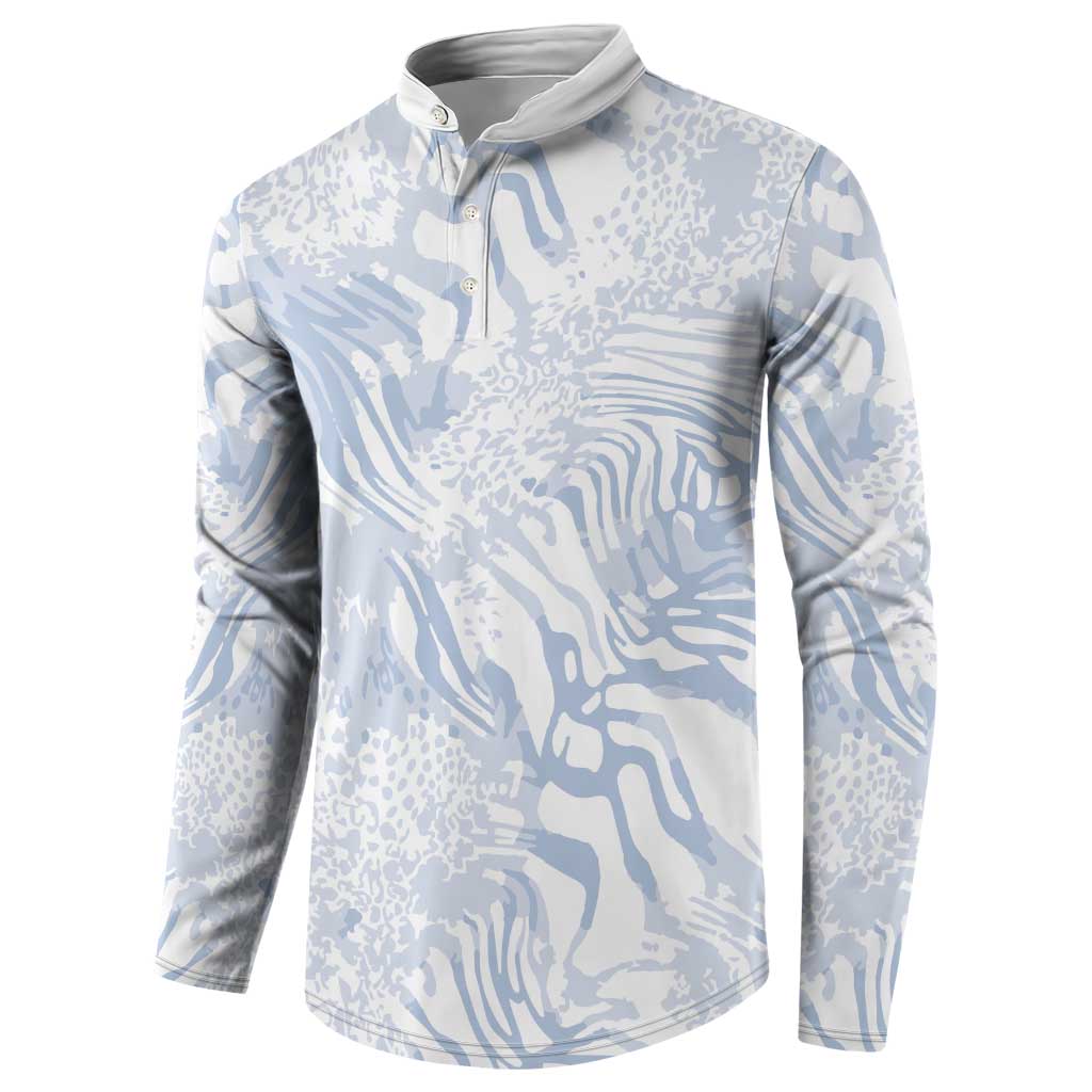 African Zebra Leopard Pattern Button Sweatshirt Sky Savannah