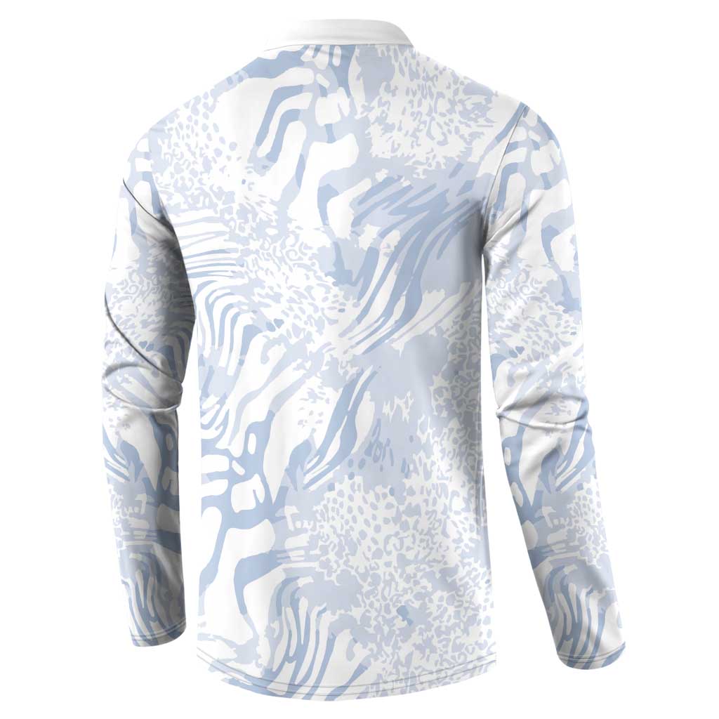 African Zebra Leopard Pattern Button Sweatshirt Sky Savannah