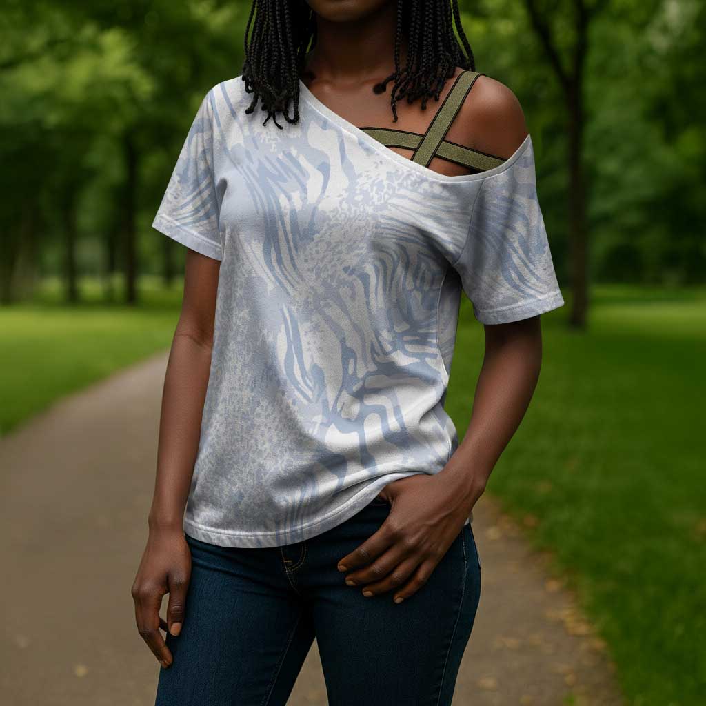 African Zebra Leopard Pattern Cross Shoulder Shirt Sky Savannah