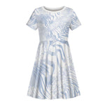 African Zebra Leopard Pattern Kid Short Sleeve Dress Sky Savannah