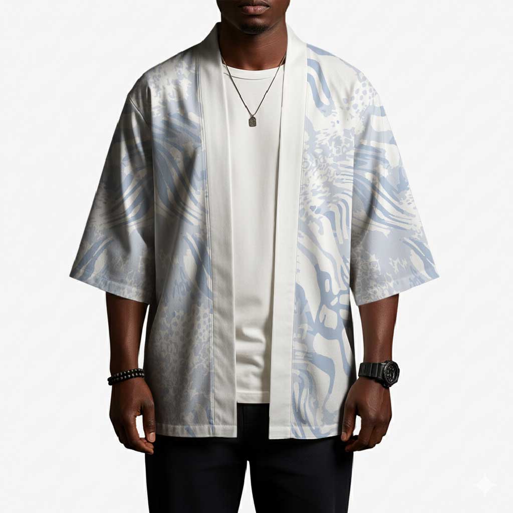African Zebra Leopard Pattern Kimono Sky Savannah