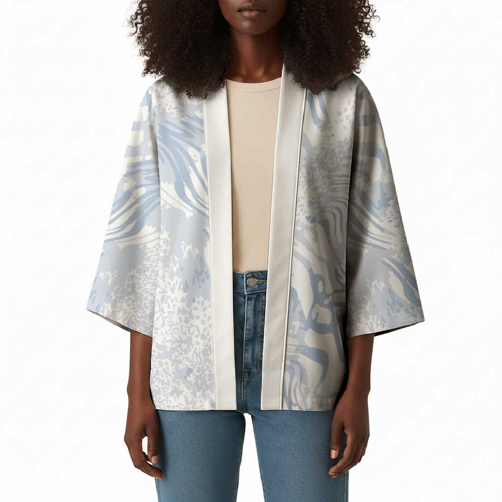 African Zebra Leopard Pattern Kimono Sky Savannah