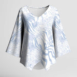 African Zebra Leopard Pattern Kimono Sleeve Blouse Sky Savannah