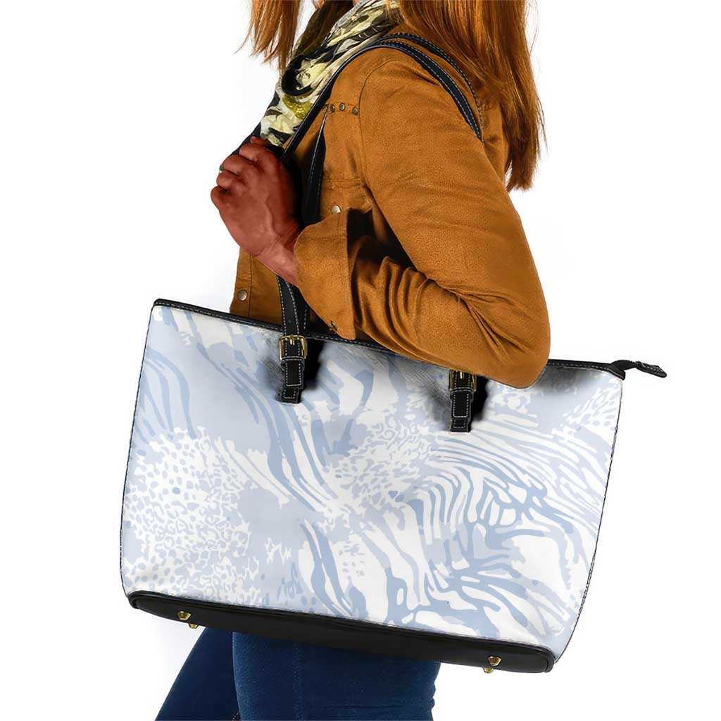 African Zebra Leopard Pattern Leather Tote Bag Sky Savannah