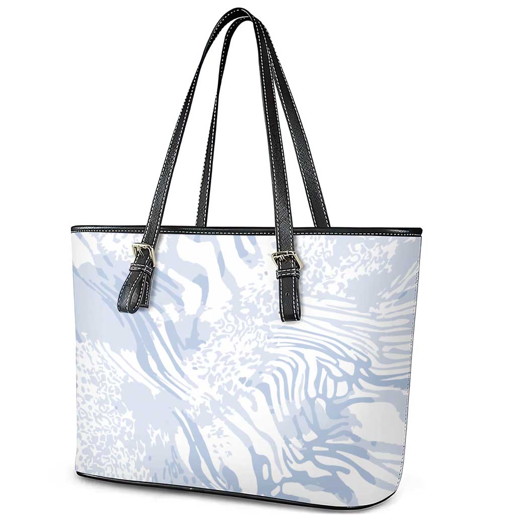 African Zebra Leopard Pattern Leather Tote Bag Sky Savannah