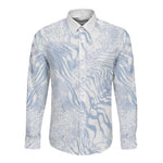 African Zebra Leopard Pattern Long Sleeve Button Shirt Sky Savannah