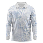 African Zebra Leopard Pattern Long Sleeve Polo Shirt Sky Savannah