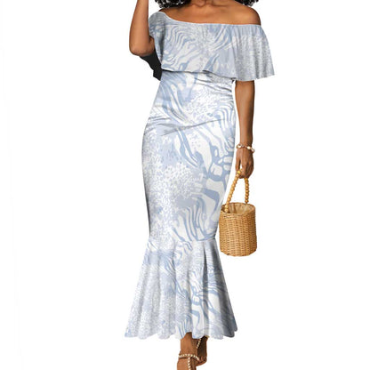 African Zebra Leopard Pattern Mermaid Dress Sky Savannah