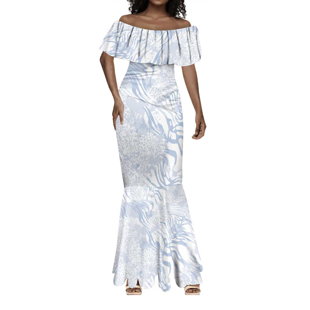 African Zebra Leopard Pattern Mermaid Dress Sky Savannah