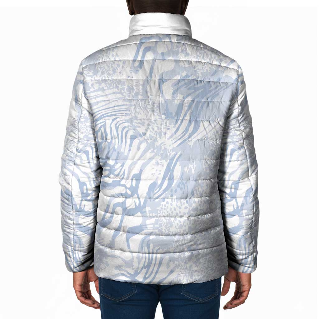 African Zebra Leopard Pattern Padded Jacket Sky Savannah