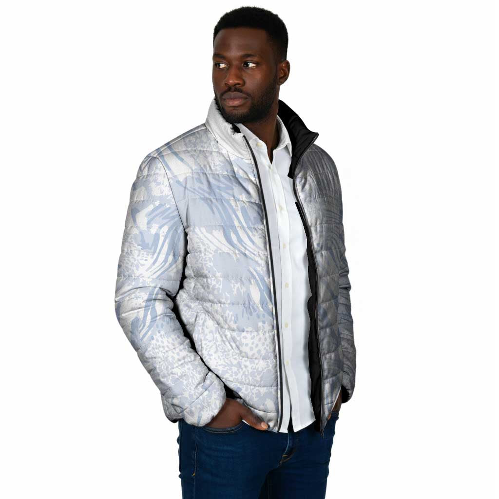 African Zebra Leopard Pattern Padded Jacket Sky Savannah