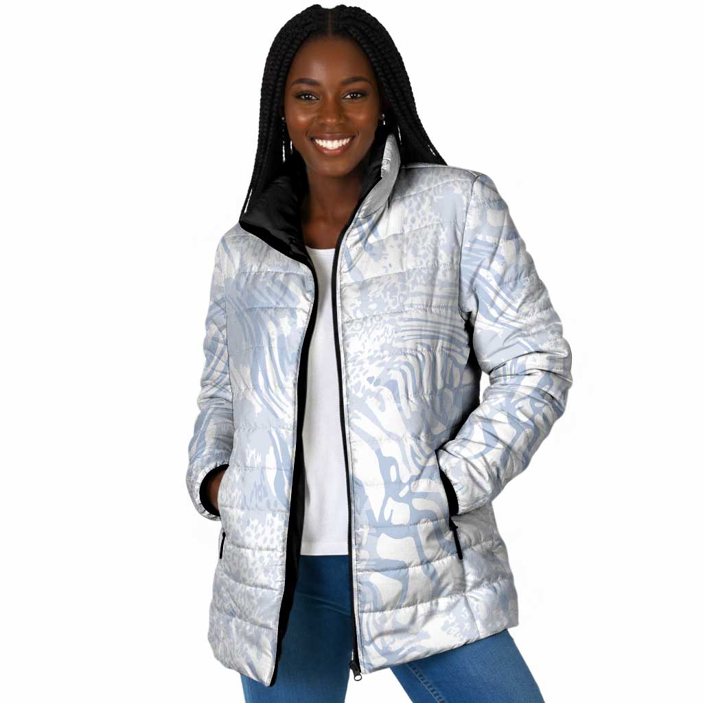 African Zebra Leopard Pattern Padded Jacket Sky Savannah