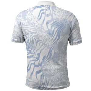 African Zebra Leopard Pattern Polo Shirt Sky Savannah