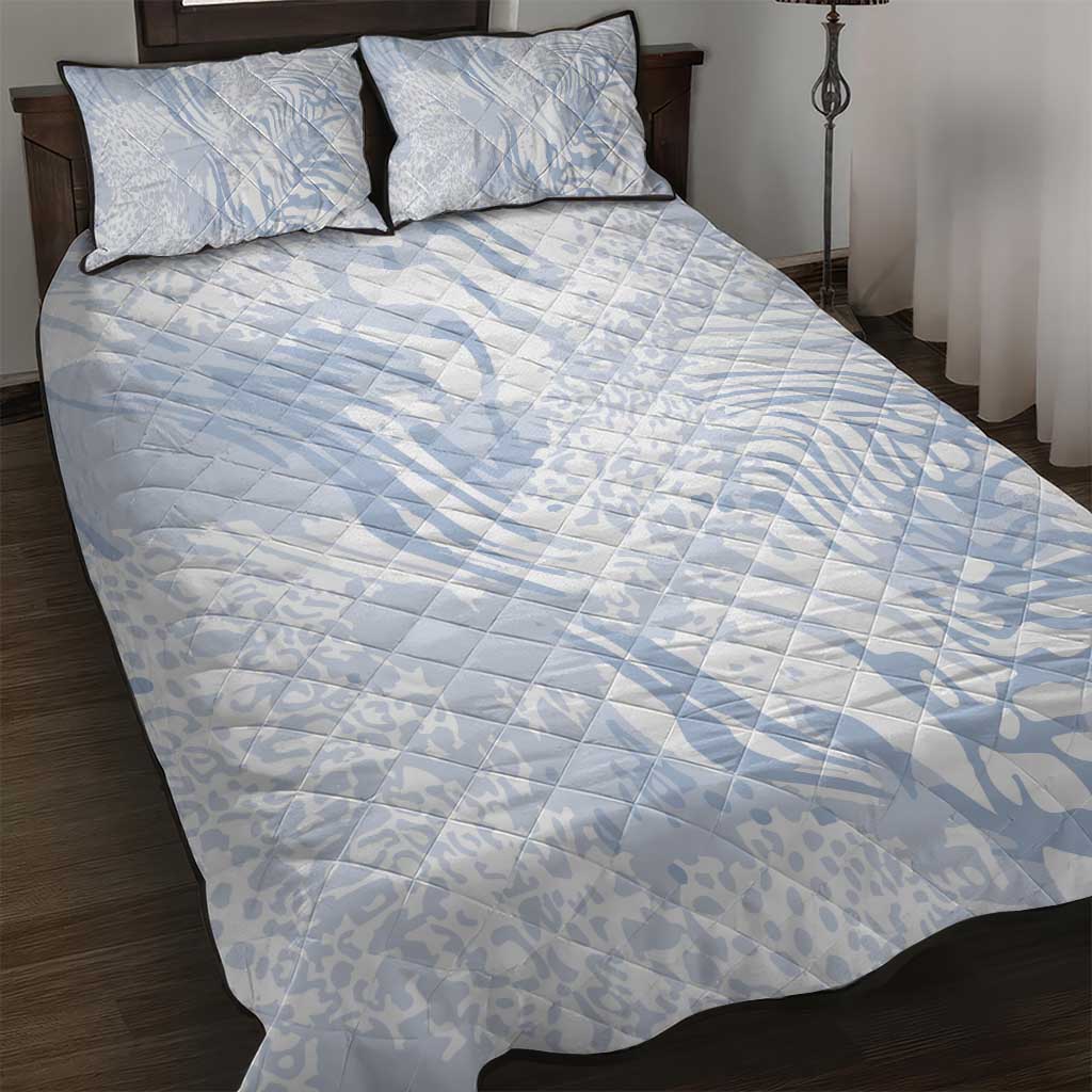 African Zebra Leopard Pattern Quilt Bed Set Sky Savannah