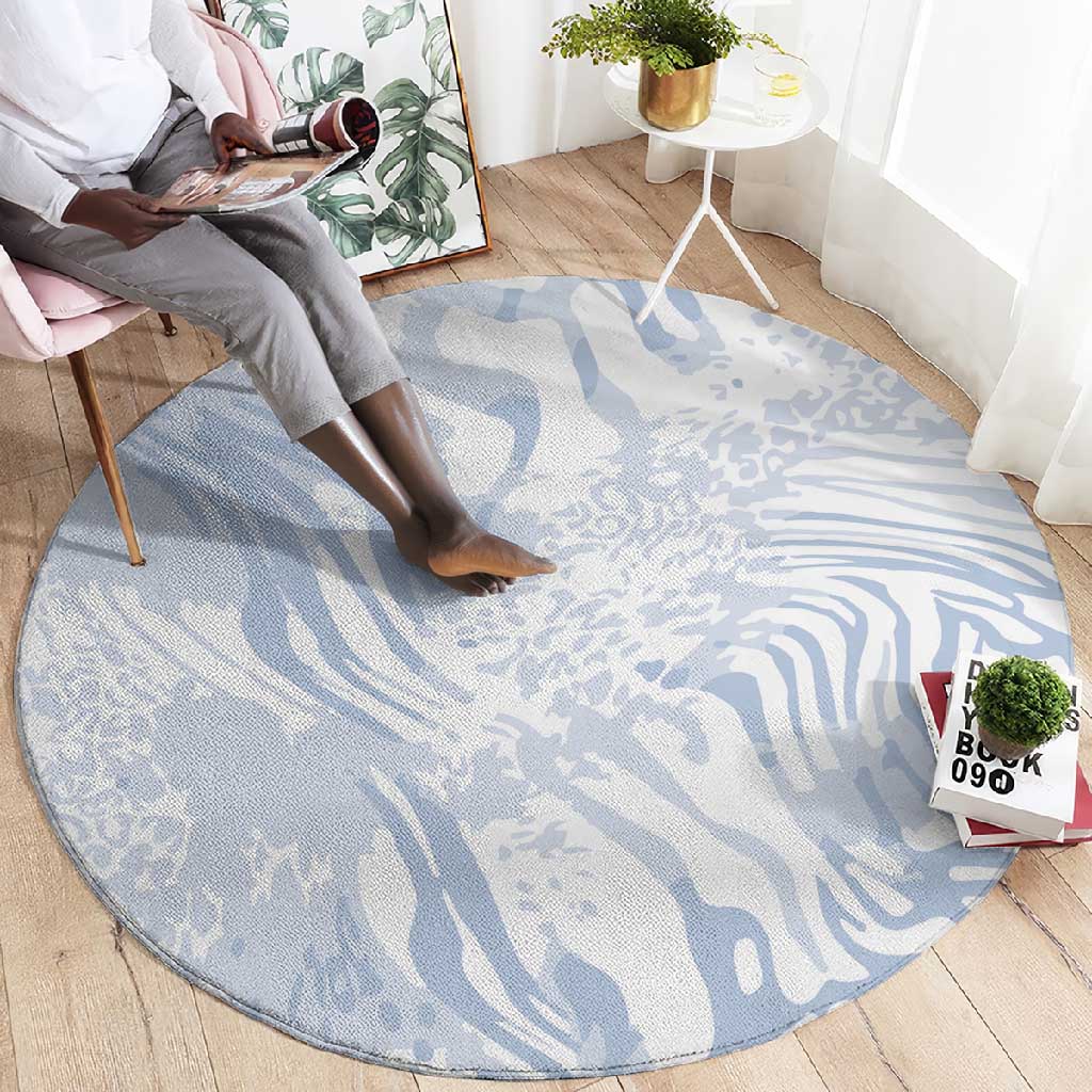 African Zebra Leopard Pattern Round Carpet Sky Savannah