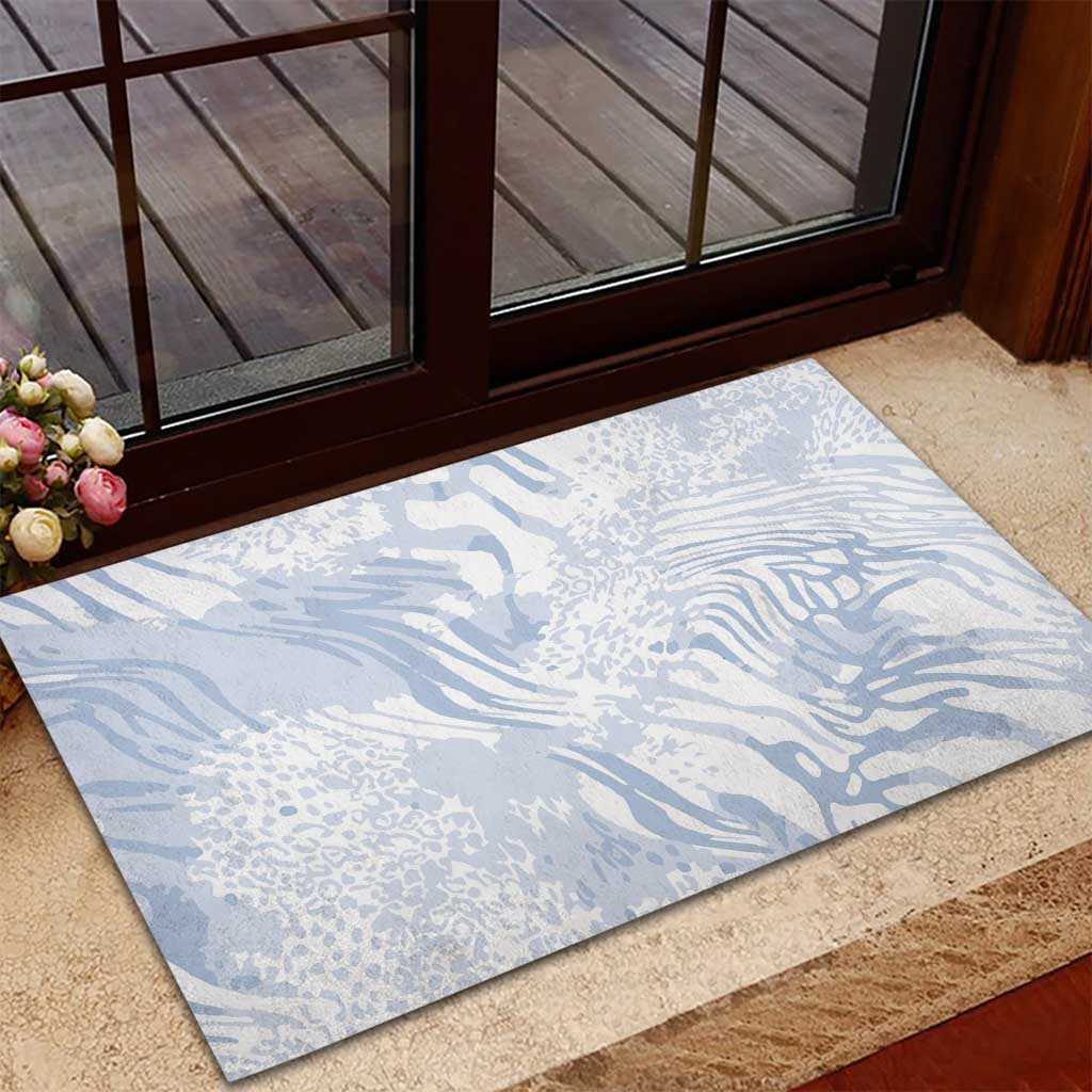 African Zebra Leopard Pattern Rubber Doormat Sky Savannah