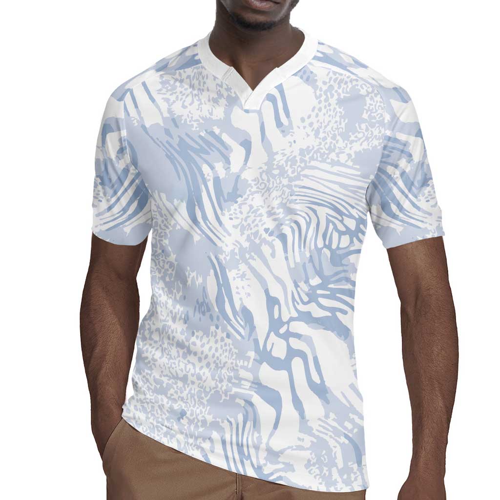 African Zebra Leopard Pattern Rugby Jersey Sky Savannah