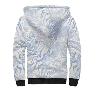 African Zebra Leopard Pattern Sherpa Hoodie Sky Savannah