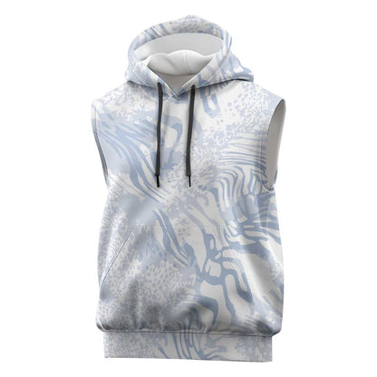 African Zebra Leopard Pattern Sleeveless Hoodie Sky Savannah