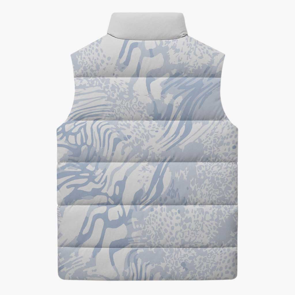 African Zebra Leopard Pattern Sleeveless Puffer Jacket Sky Savannah