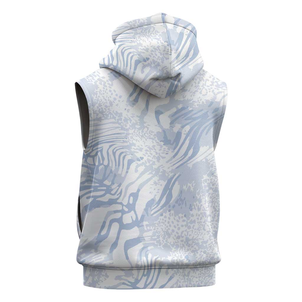 African Zebra Leopard Pattern Sleeveless Zip Hoodie Sky Savannah