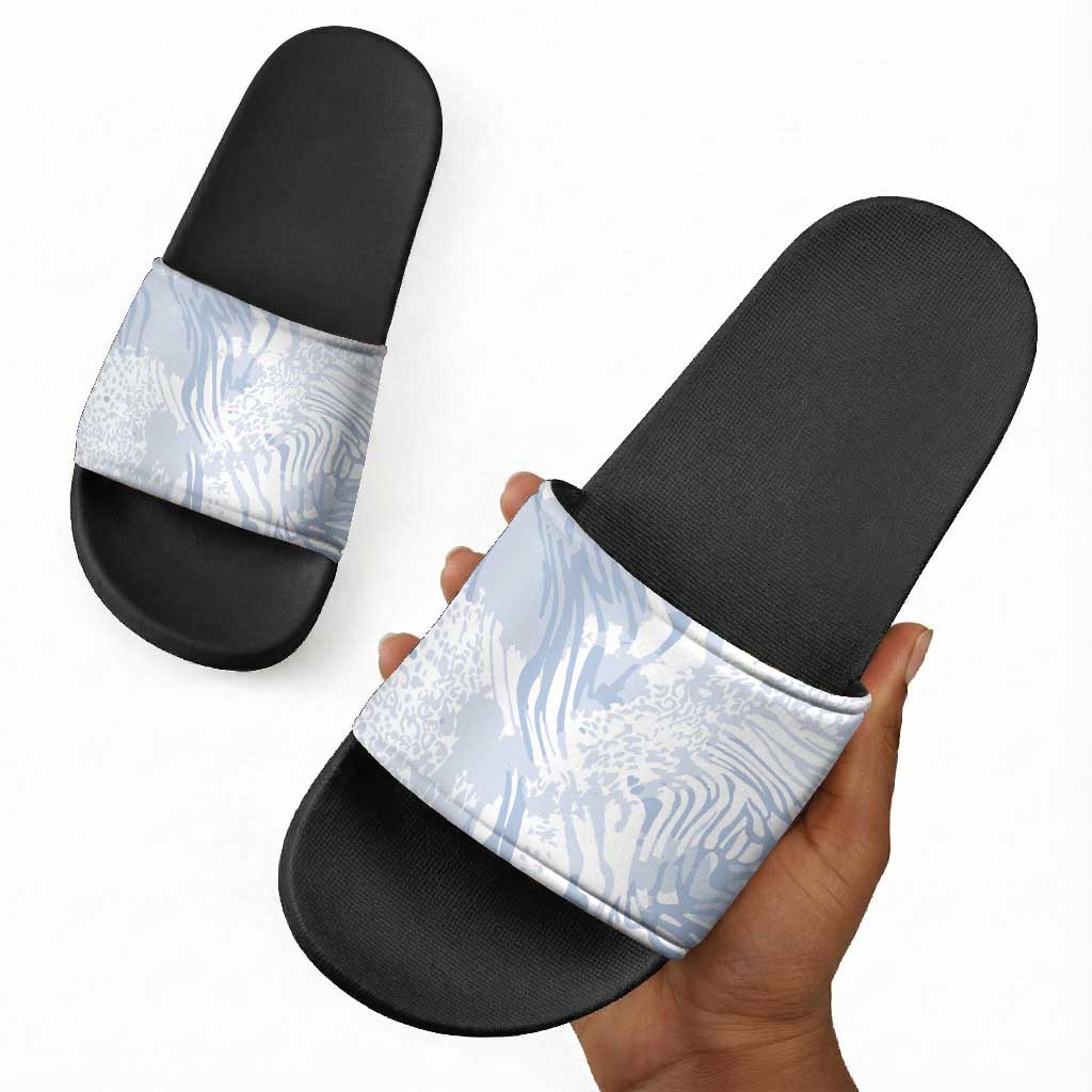 African Zebra Leopard Pattern Slide Sandals Sky Savannah