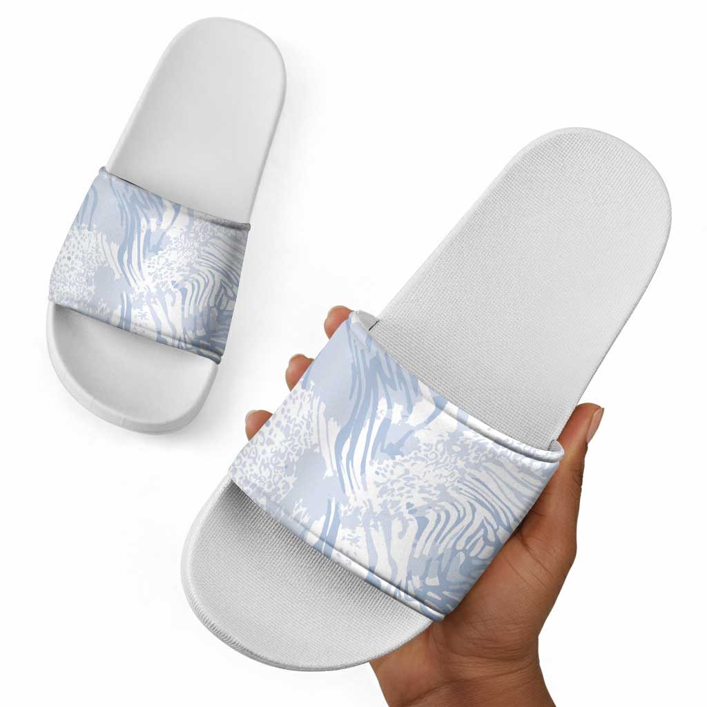 African Zebra Leopard Pattern Slide Sandals Sky Savannah