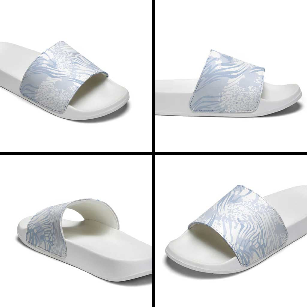 African Zebra Leopard Pattern Slide Sandals Sky Savannah