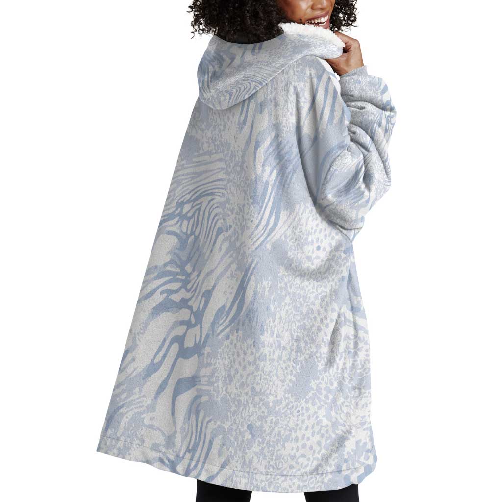 African Zebra Leopard Pattern Wearable Blanket Hoodie Sky Savannah