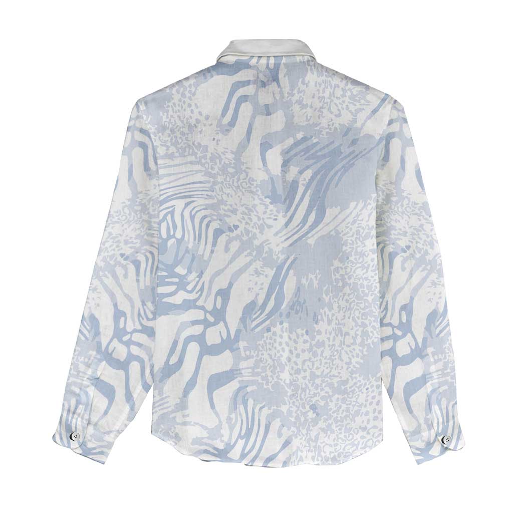 African Zebra Leopard Pattern Women Casual Shirt Sky Savannah