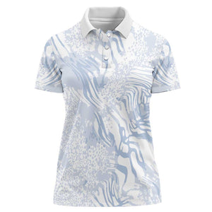 African Zebra Leopard Pattern Women Polo Shirt Sky Savannah