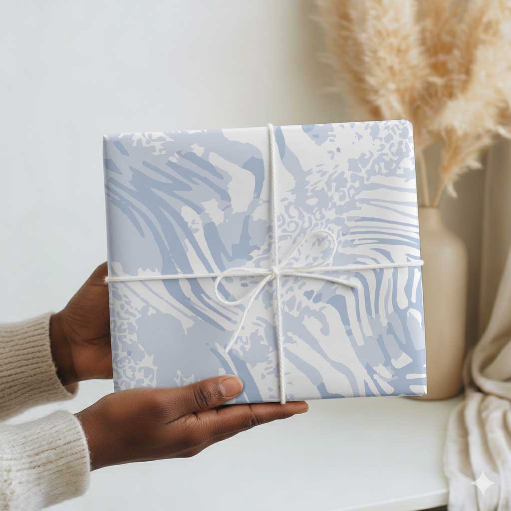 African Zebra Leopard Pattern Wrapping Paper Sky Savannah