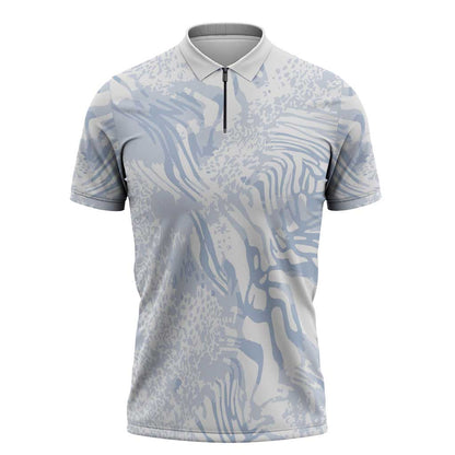 African Zebra Leopard Pattern Zipper Polo Shirt Sky Savannah