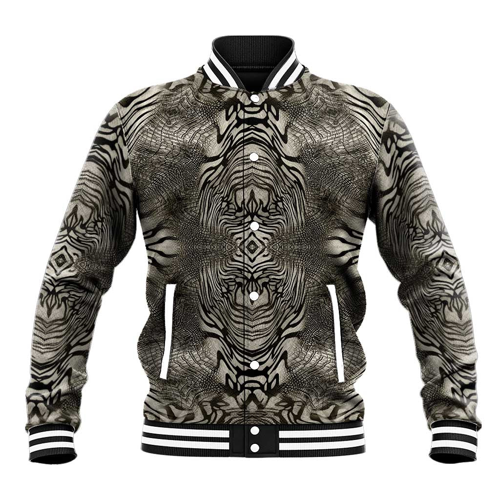 African Zebra Elephant Skin Pattern Baseball Jacket