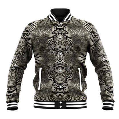 African Zebra Elephant Skin Pattern Baseball Jacket