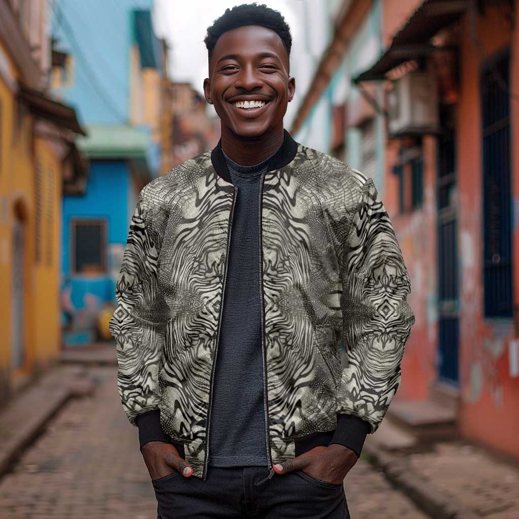 African Zebra Elephant Skin Pattern Bomber Jacket