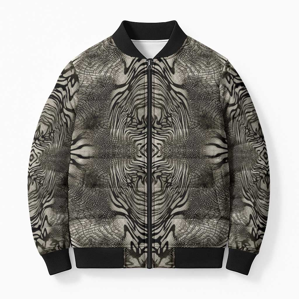 African Zebra Elephant Skin Pattern Bomber Puffer Jacket