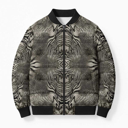 African Zebra Elephant Skin Pattern Bomber Puffer Jacket