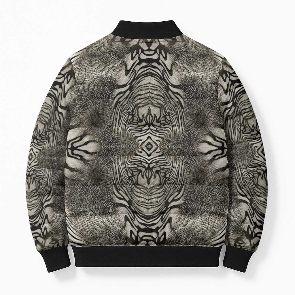 African Zebra Elephant Skin Pattern Bomber Puffer Jacket