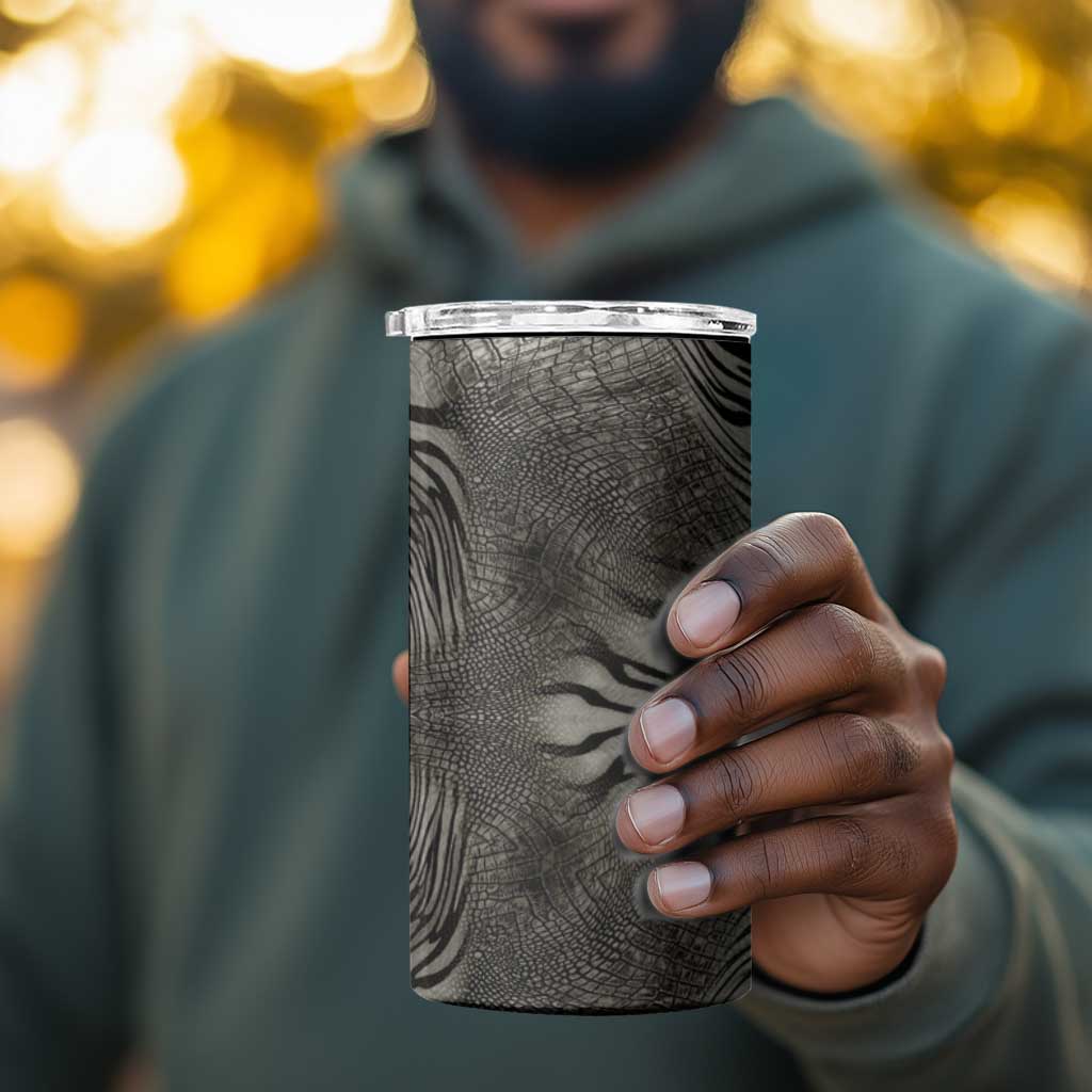 African Zebra Elephant Skin Pattern 4 in 1 Can Cooler Tumbler