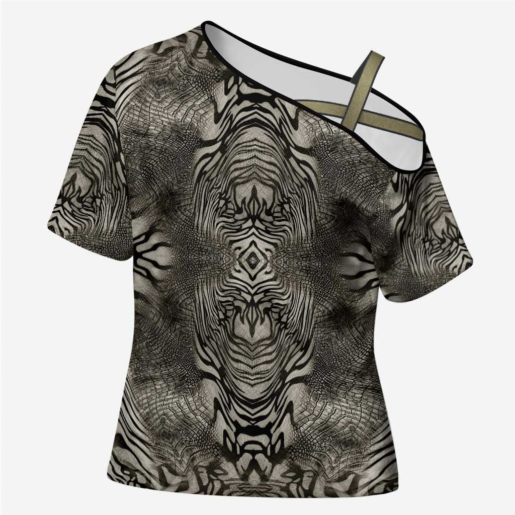 African Zebra Elephant Skin Pattern Cross Shoulder Shirt