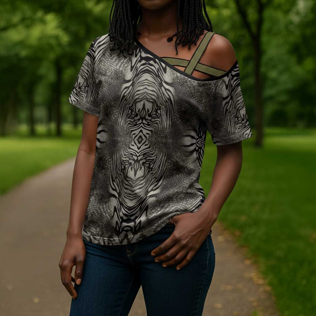 African Zebra Elephant Skin Pattern Cross Shoulder Shirt