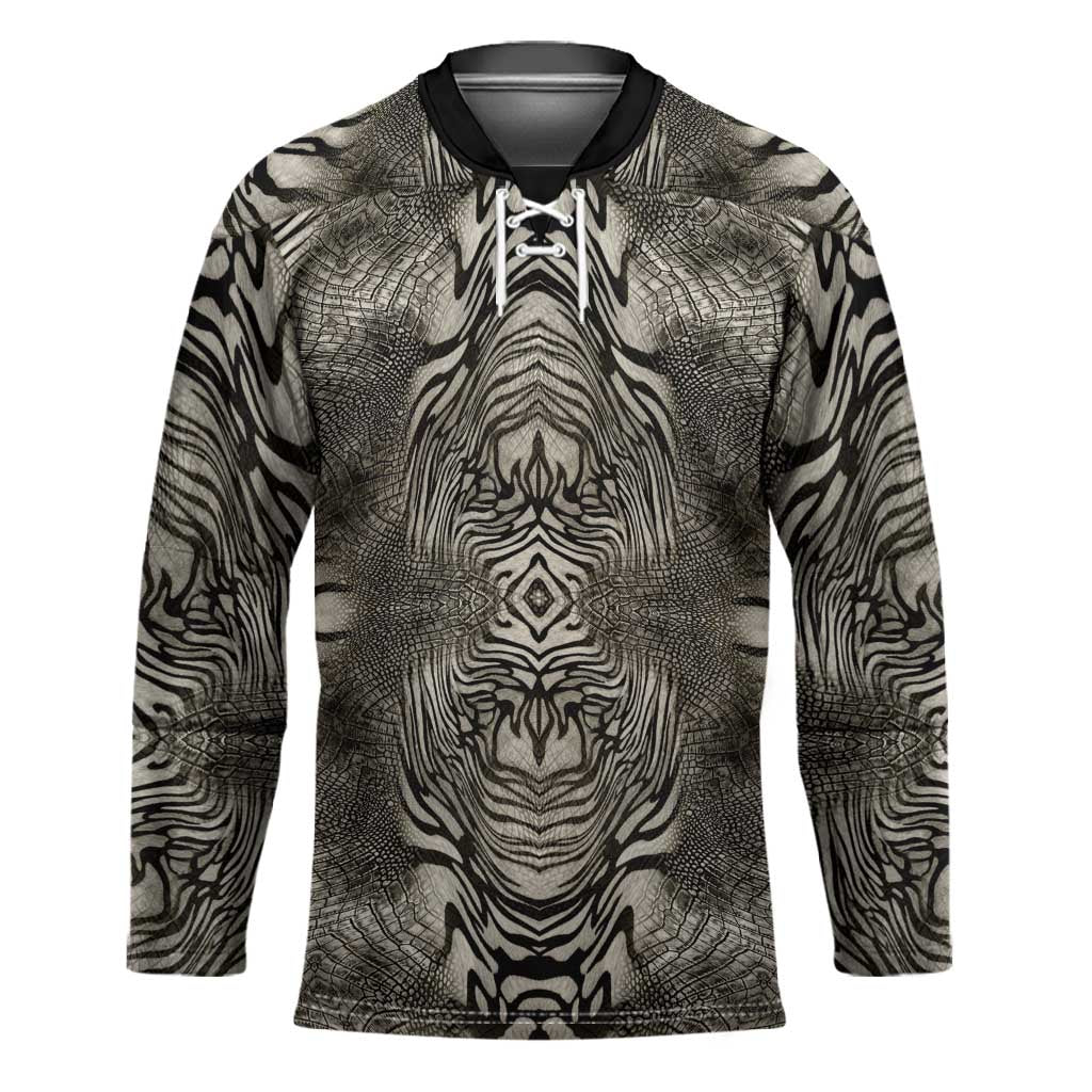 African Zebra Elephant Skin Pattern Hockey Jersey