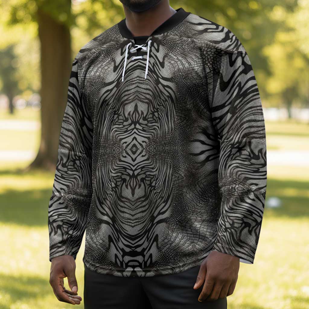African Zebra Elephant Skin Pattern Hockey Jersey