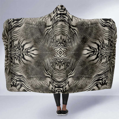 African Zebra Elephant Skin Pattern Hooded Blanket