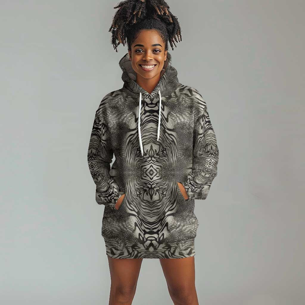 African Zebra Elephant Skin Pattern Hoodie Dress