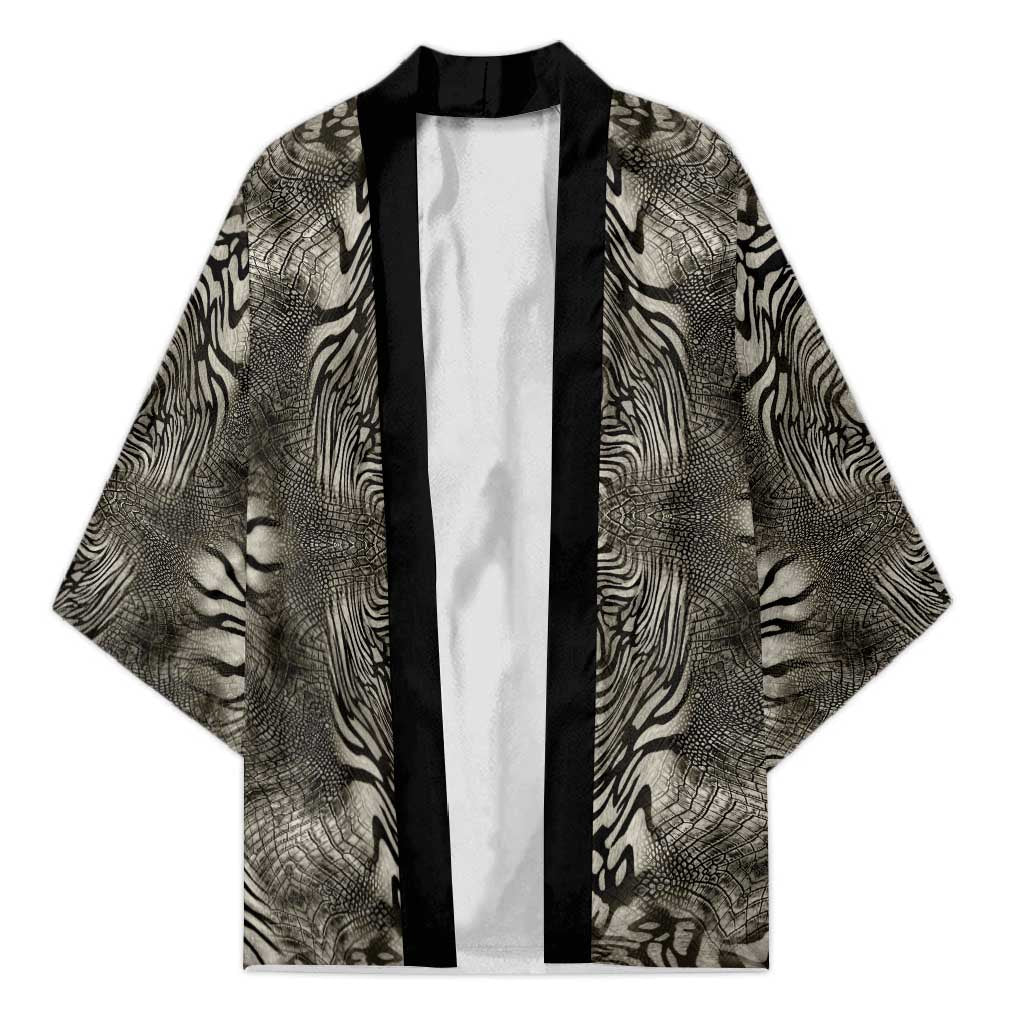 African Zebra Elephant Skin Pattern Kimono